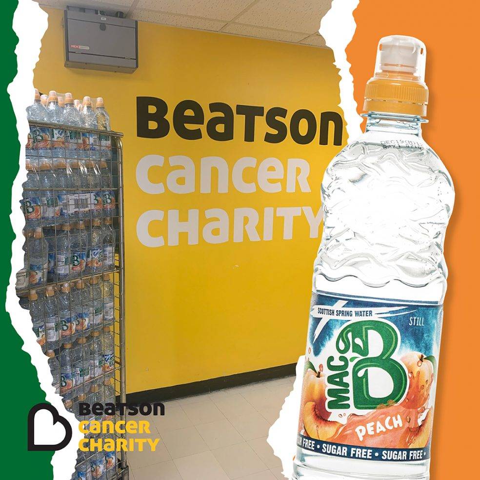 Beatson Cancer Charity logo with Macb water