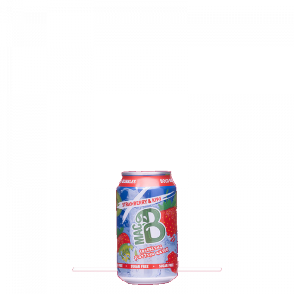 A can of Macb sparkling spring water strawberry and kiwi flavoured